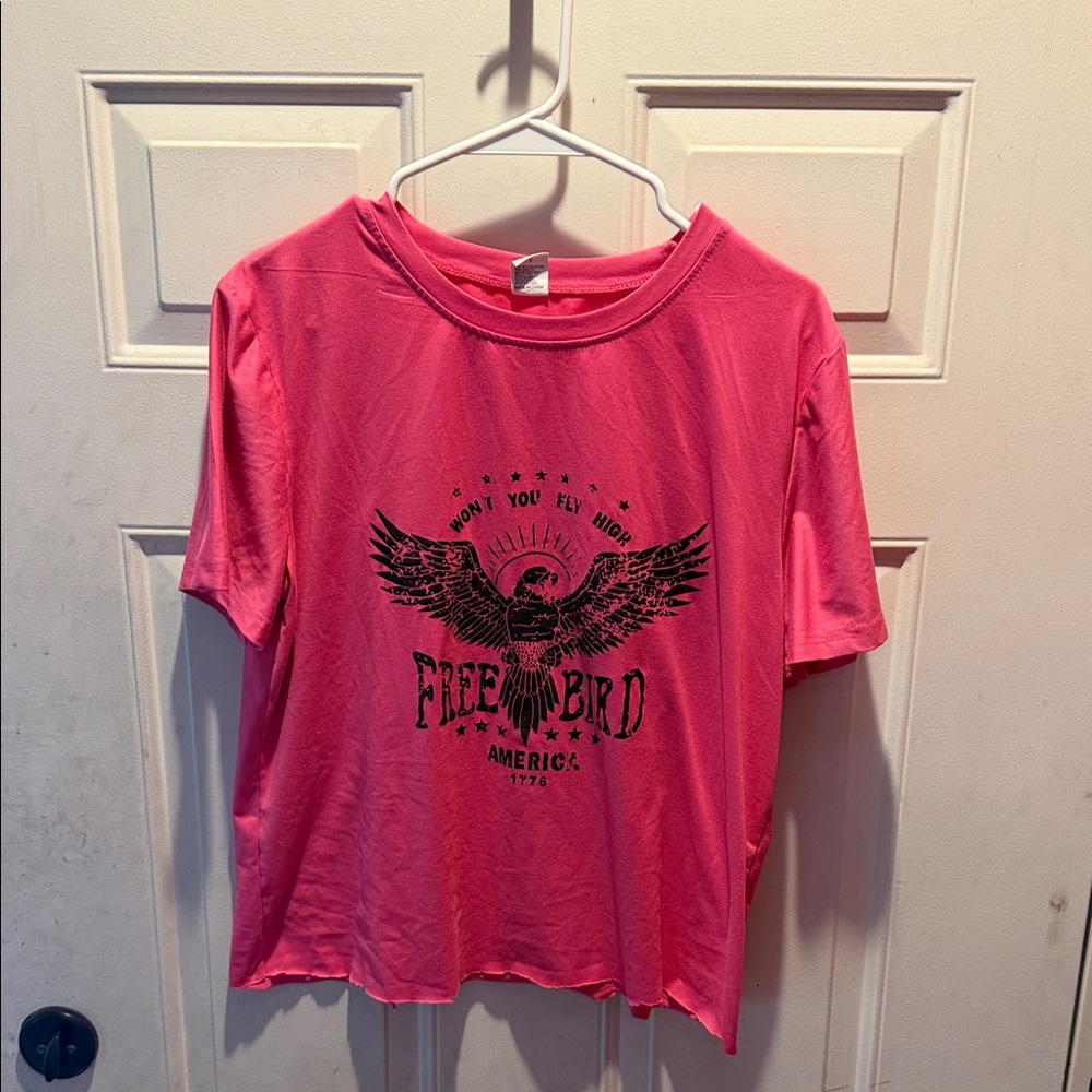 Pink Graphic T-Shirt with Eagle Design